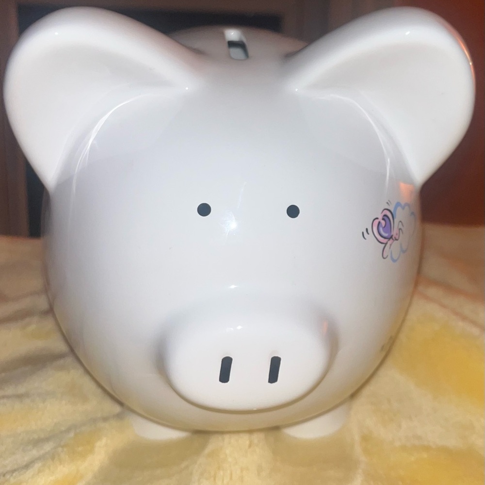 White Piggy Bank with Cute Design